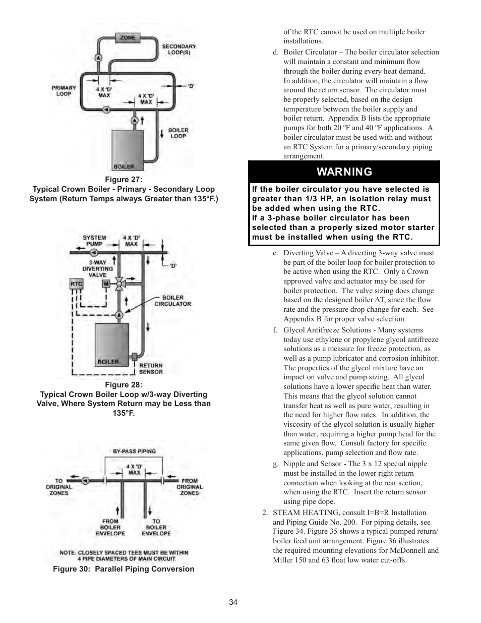 Warning | Crown Boiler 24-07 User Manual | Page 34 / 90