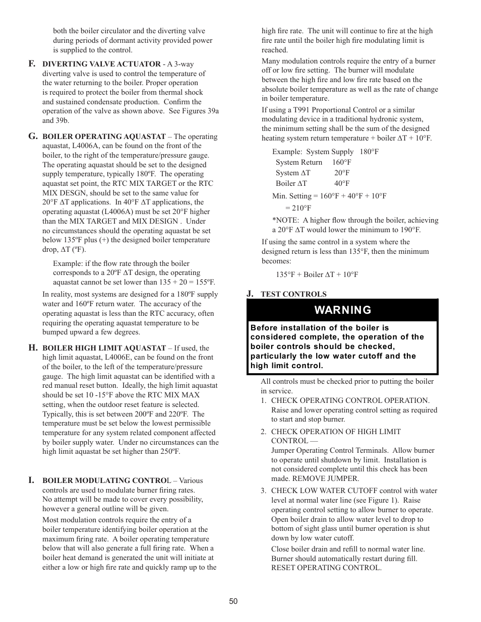 Warning | Crown Boiler 24-07 User Manual | Page 50 / 90