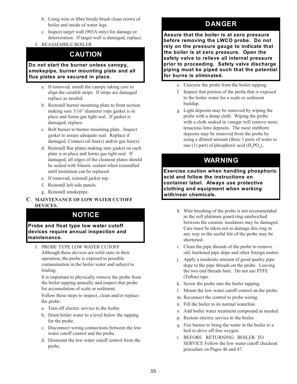 Caution, Notice, Danger | Warning | Crown Boiler 24-07 User Manual | Page 55 / 90