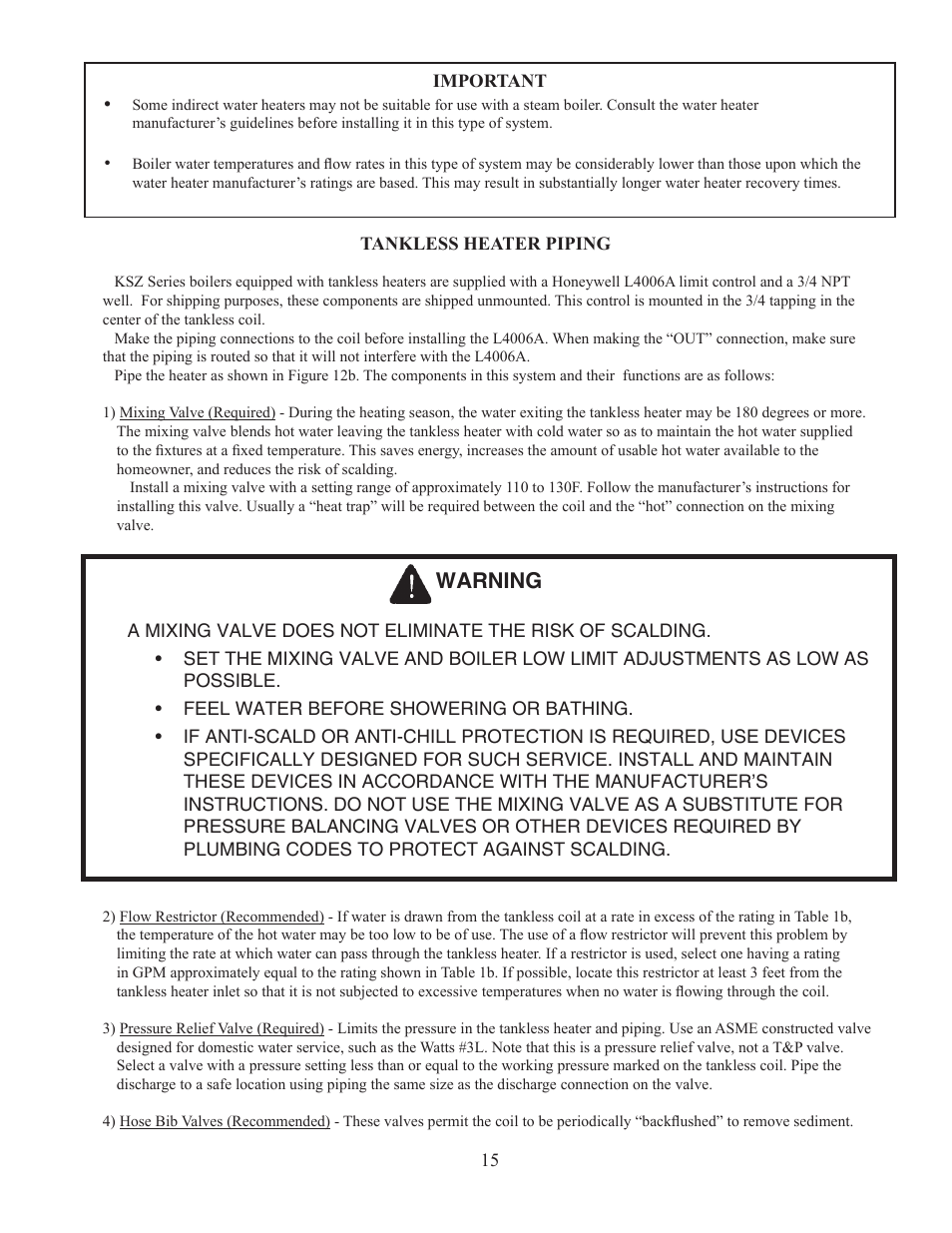 Warning | Crown Boiler KSZ175 User Manual | Page 17 / 38