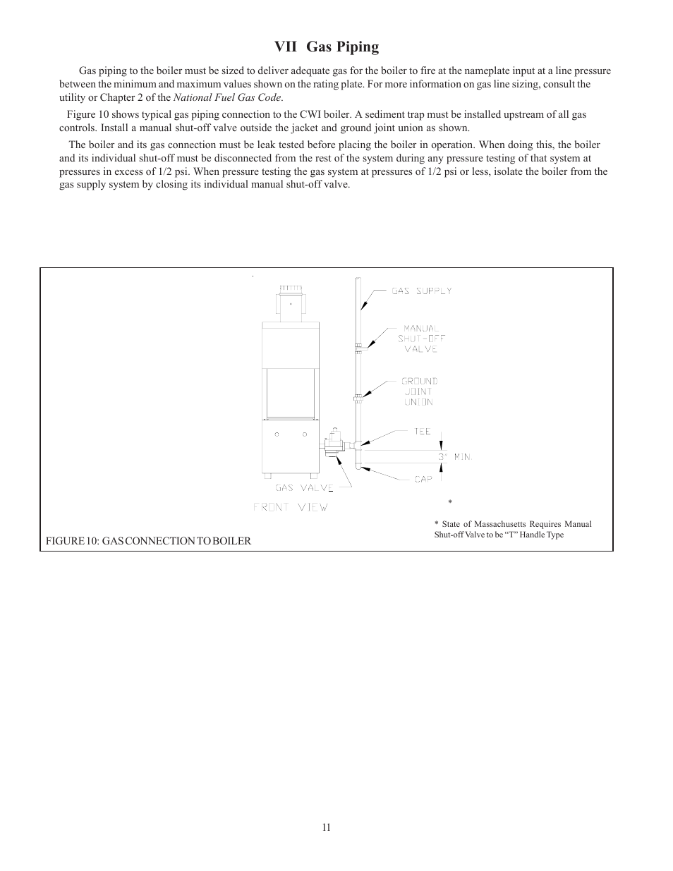 Vii gas piping | Crown Boiler CWI138 User Manual | Page 12 / 56