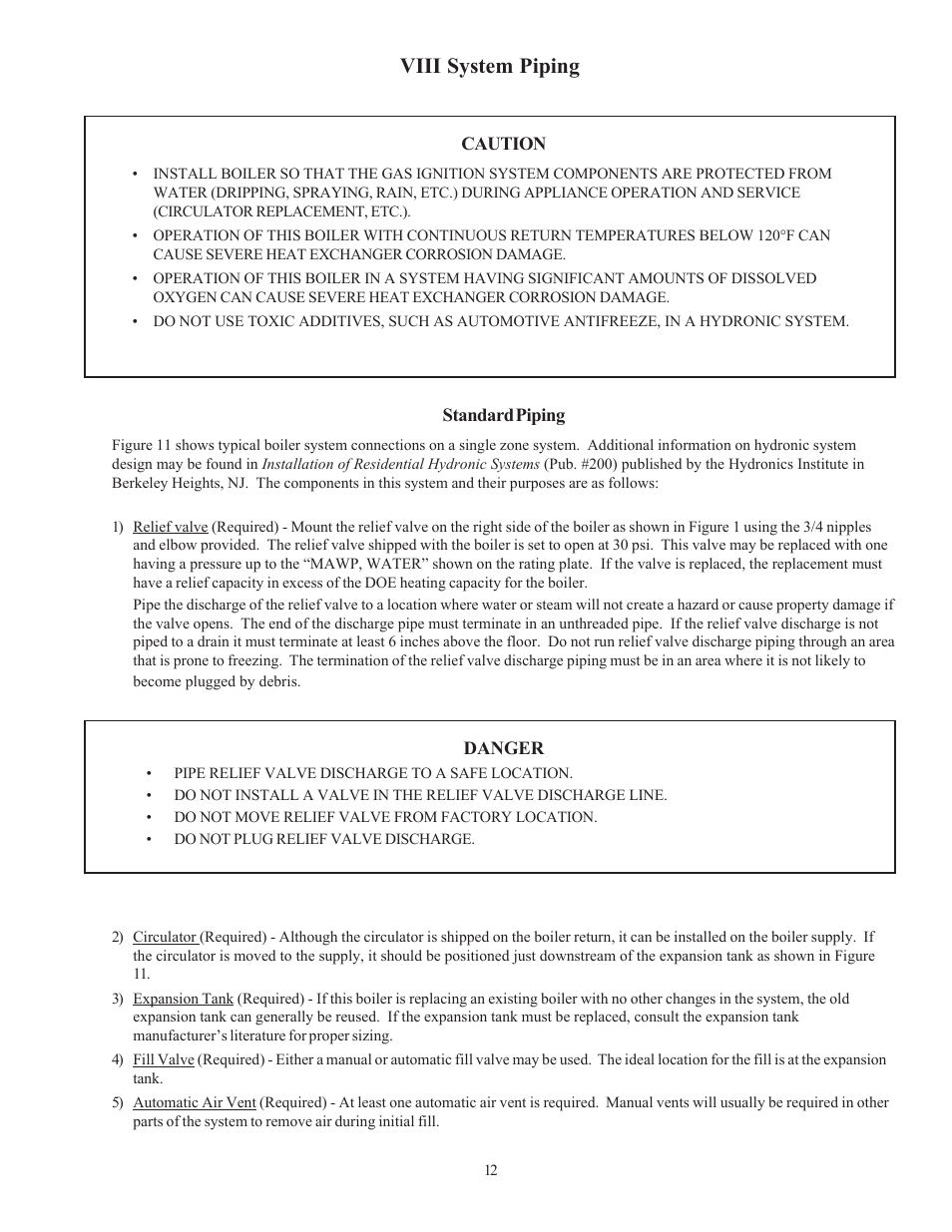 Viii system piping | Crown Boiler CWI138 User Manual | Page 13 / 56