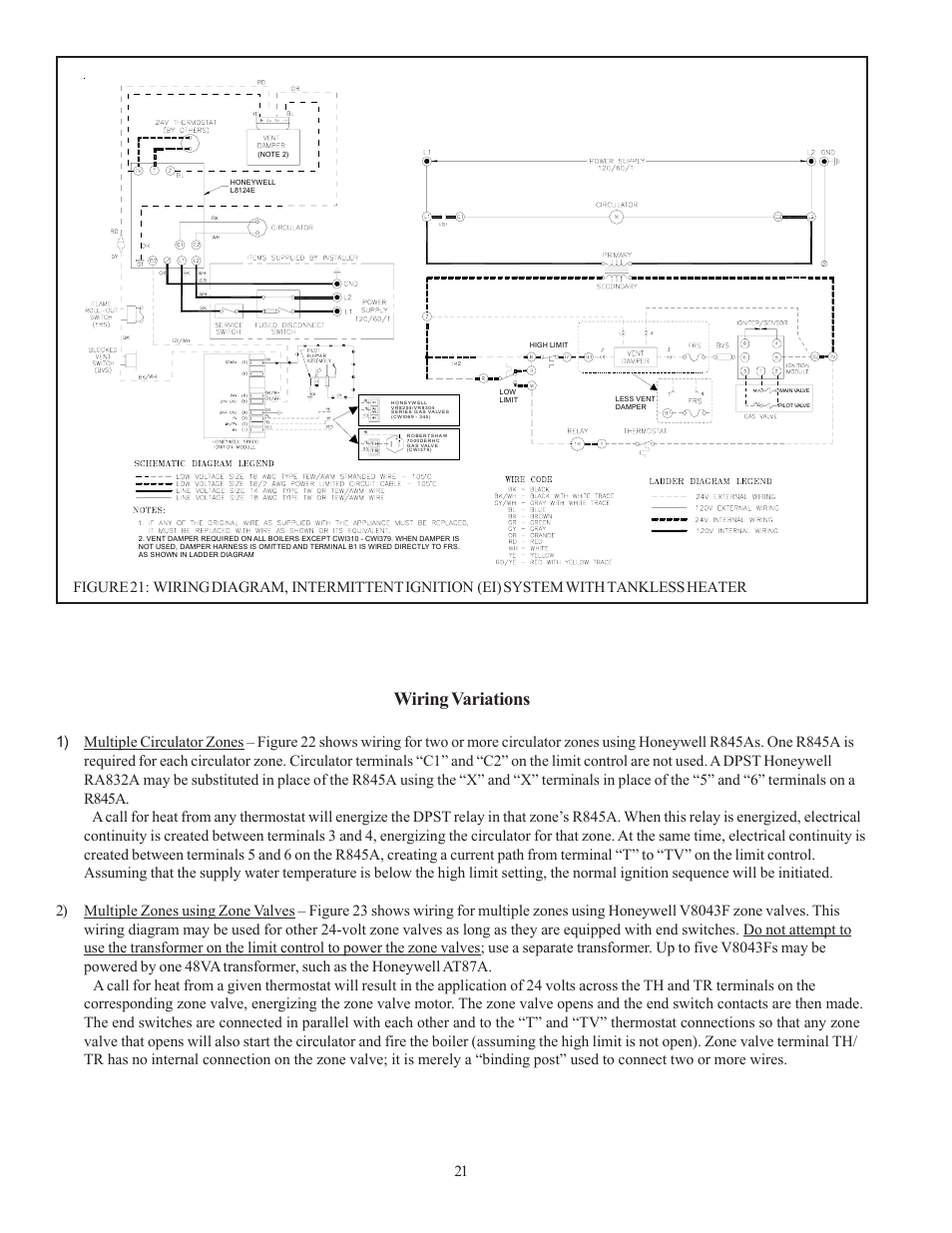 Wiring variations | Crown Boiler CWI138 User Manual | Page 22 / 56