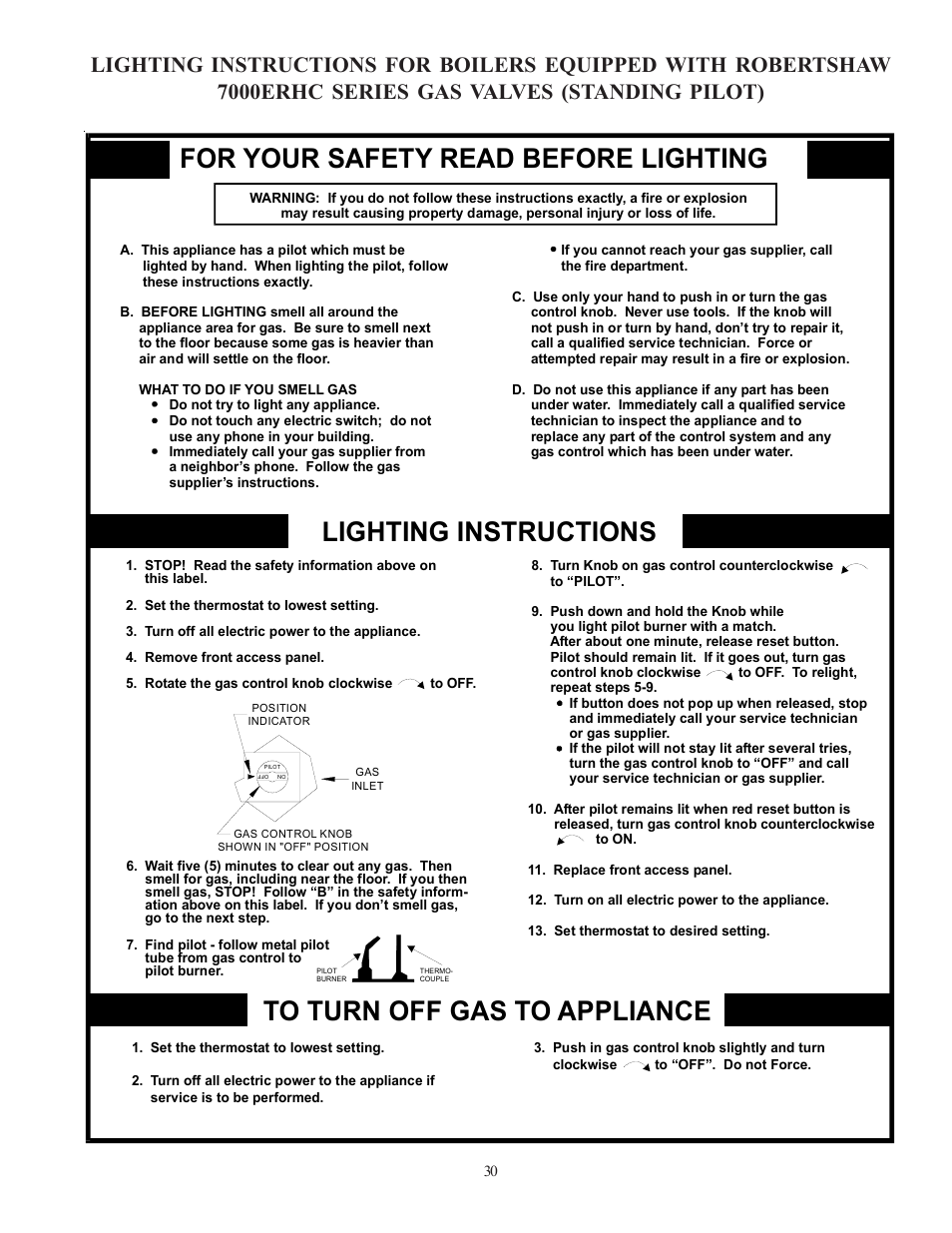 Lighting instructions | Crown Boiler CWI138 User Manual | Page 31 / 56