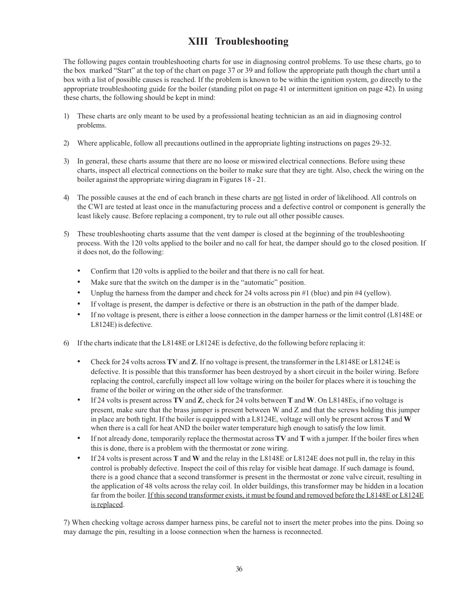 Xiii troubleshooting | Crown Boiler CWI138 User Manual | Page 37 / 56