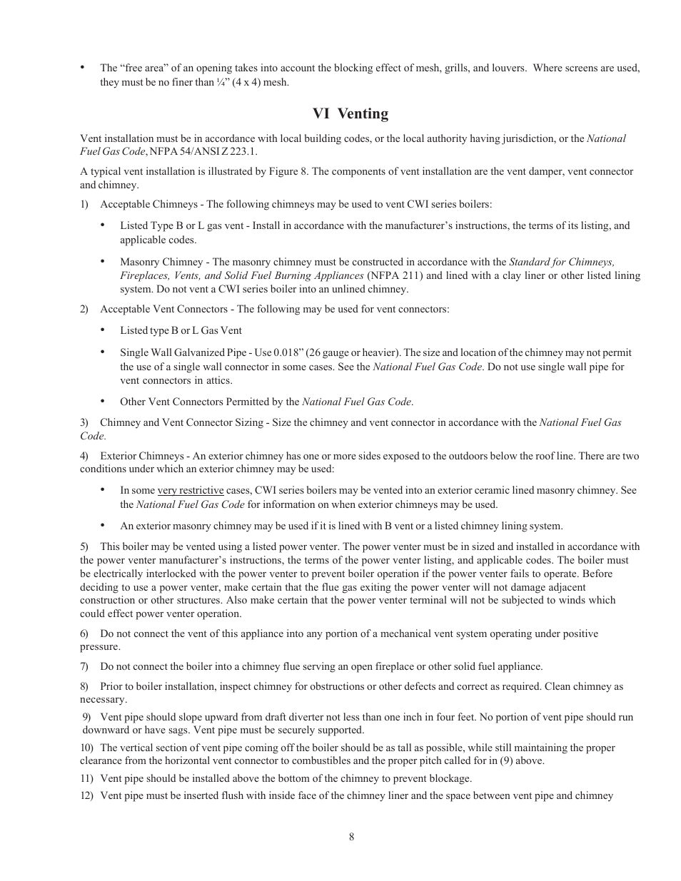 Vi venting | Crown Boiler CWI138 User Manual | Page 9 / 56