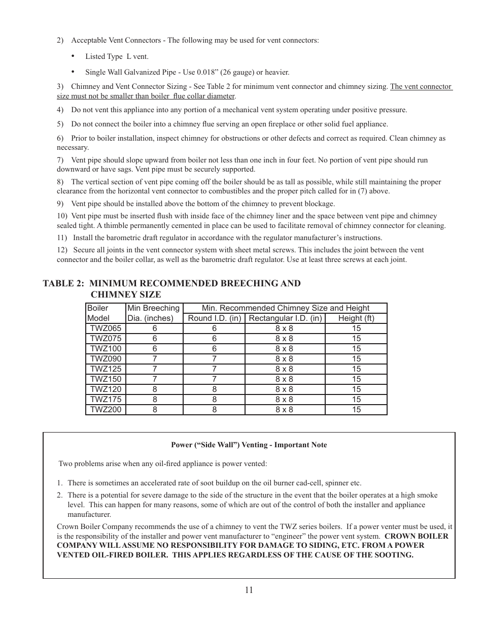 Crown Boiler TWZ175 User Manual | Page 13 / 34