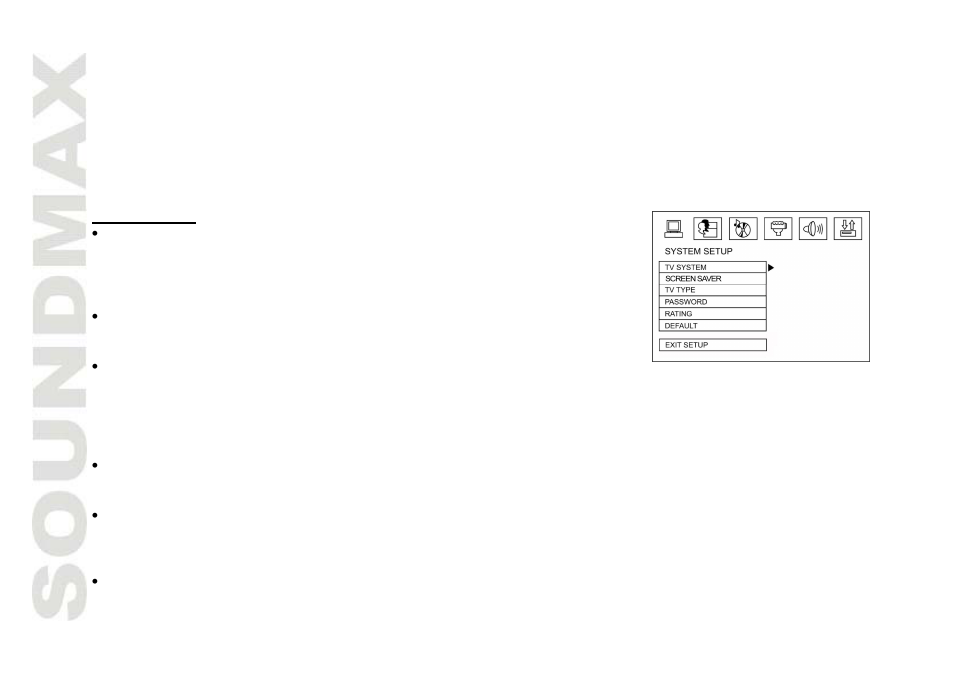 System setup menu | SoundMax SM-CMD3002 User Manual | Page 22 / 53