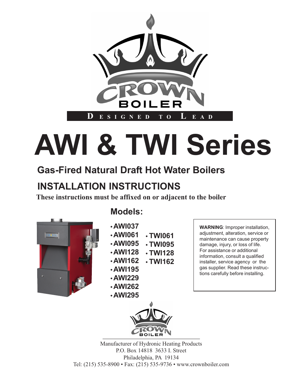 Crown Boiler AWI128 User Manual | 42 pages