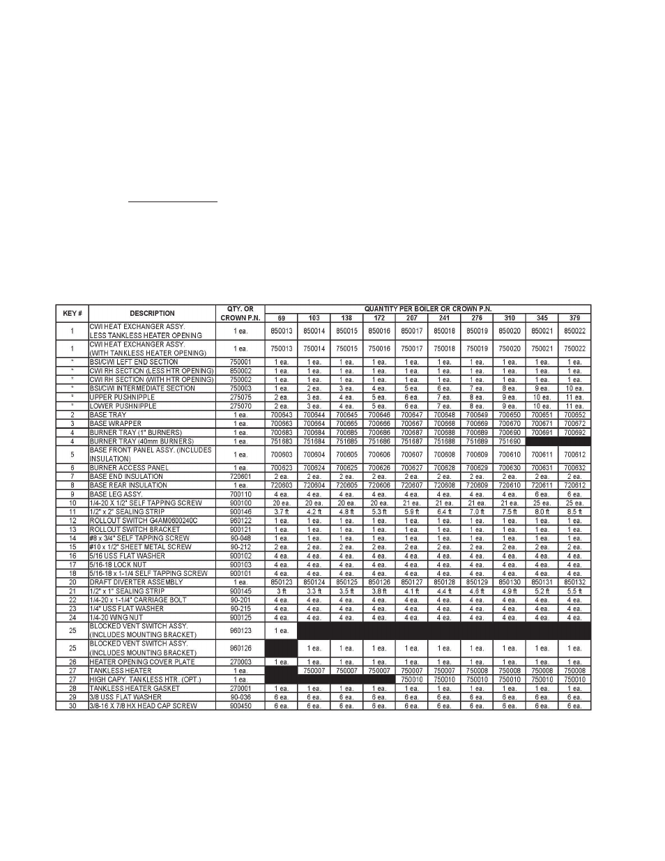 Xiv parts | Crown Boiler CWI069 User Manual | Page 44 / 56