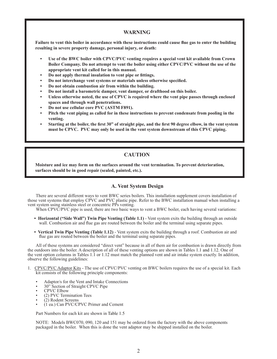 Crown Boiler BWC151 User Manual | Page 4 / 26