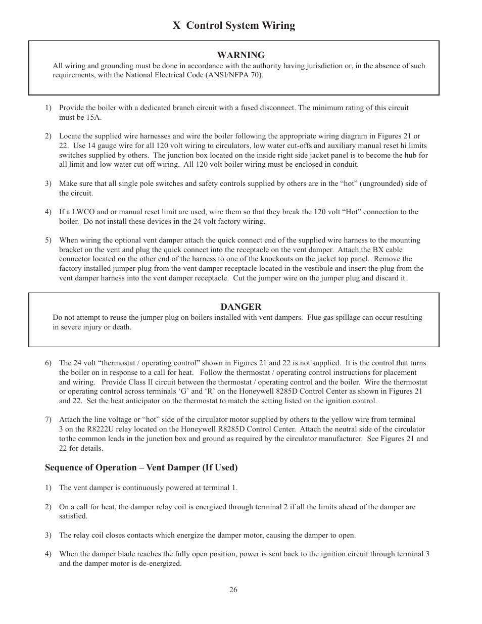 X control system wiring | Crown Boiler 16-325 500506 User Manual | Page 28 / 48