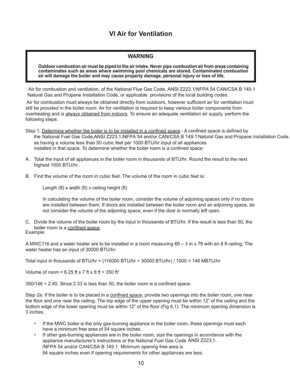 Vi air for ventilation | Crown Boiler MWC116ENL User Manual | Page 12 / 88