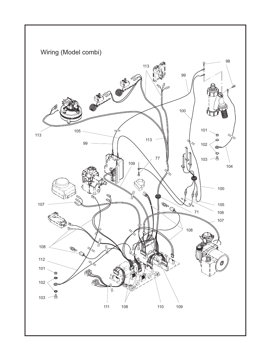 Wiring (model combi) | Crown Boiler MWC116ENL User Manual | Page 80 / 88