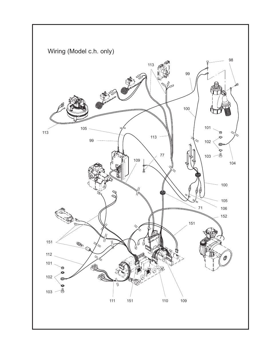 Wiring (model c.h. only) | Crown Boiler MWC116ENL User Manual | Page 81 / 88