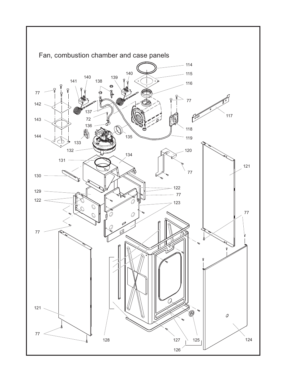 Fan, combustion chamber and case panels | Crown Boiler MWC116ENL User Manual | Page 82 / 88