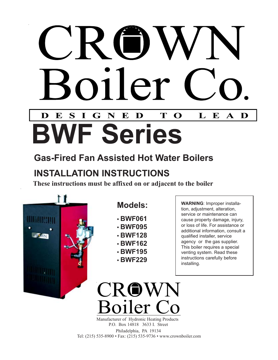 Crown Boiler BWF061 User Manual | 54 pages