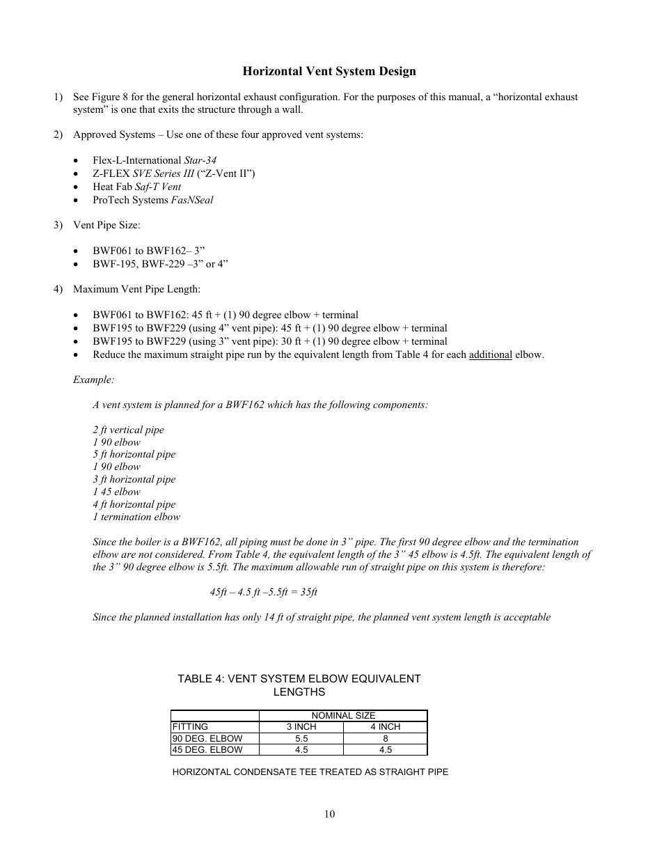 Horizontal vent system design | Crown Boiler BWF061 User Manual | Page 11 / 54