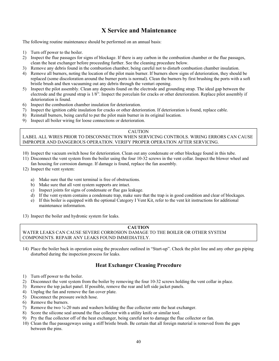 X service and maintenance | Crown Boiler BWF061 User Manual | Page 41 / 54