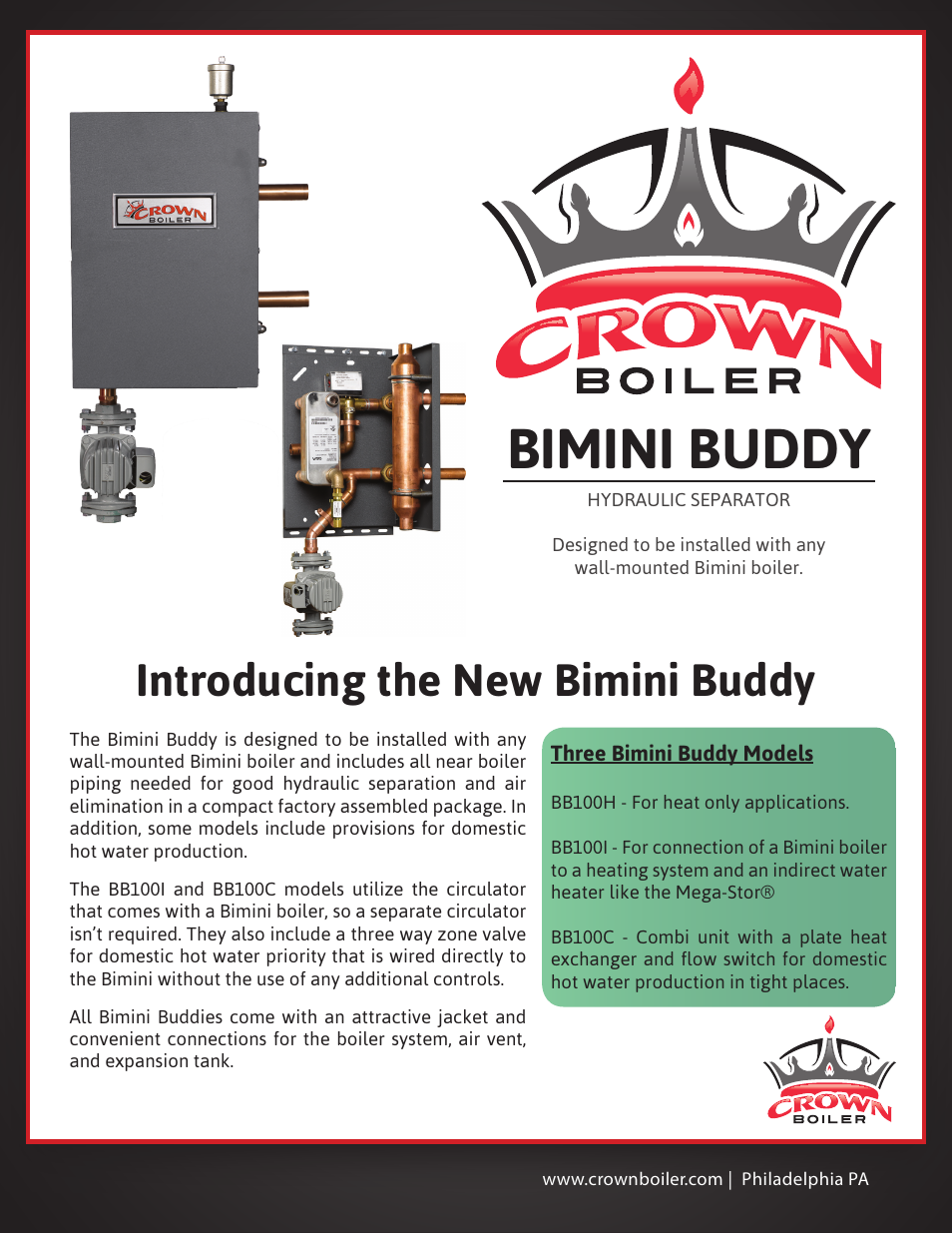 Crown Boiler BB100H User Manual | 2 pages
