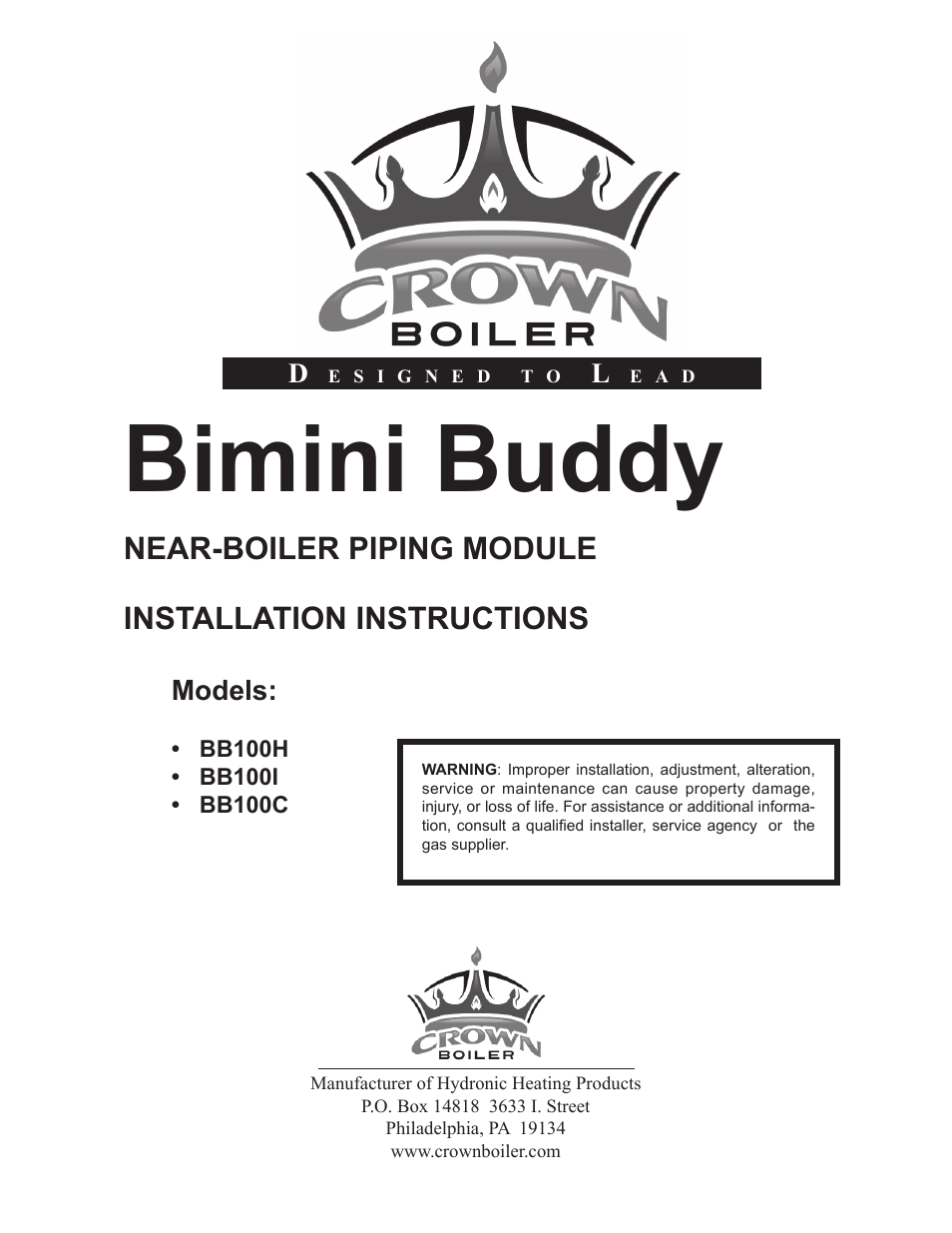 Crown Boiler BB100H User Manual | 28 pages