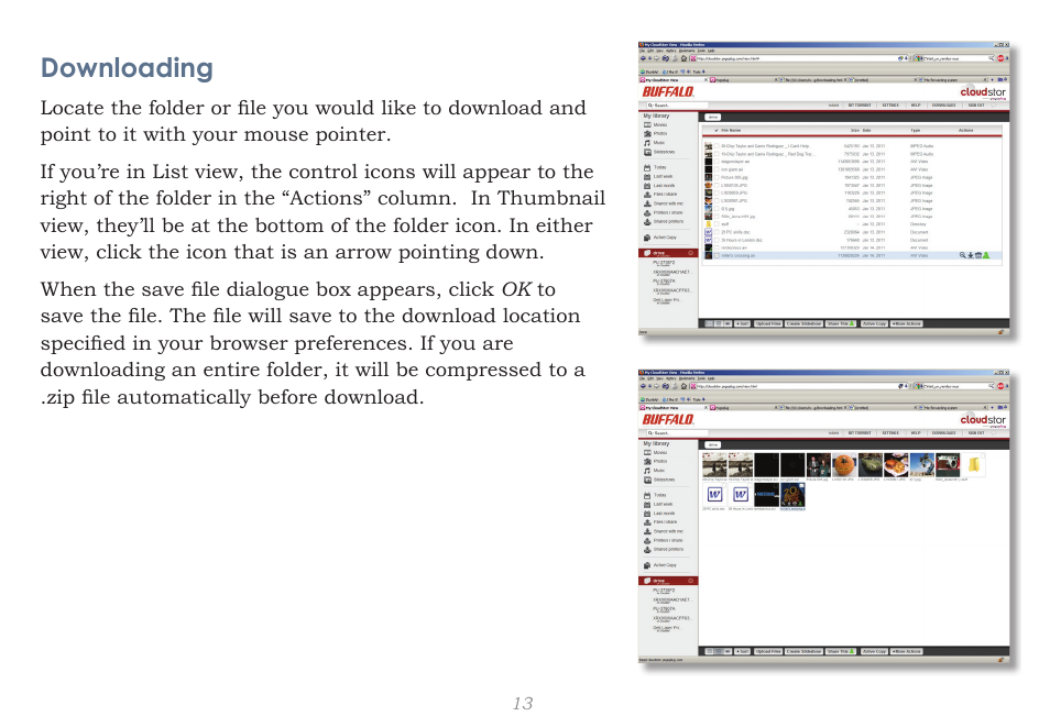 Downloading | CloudStor CLOUDSTOR CS-WV/1D User Manual | Page 13 / 52