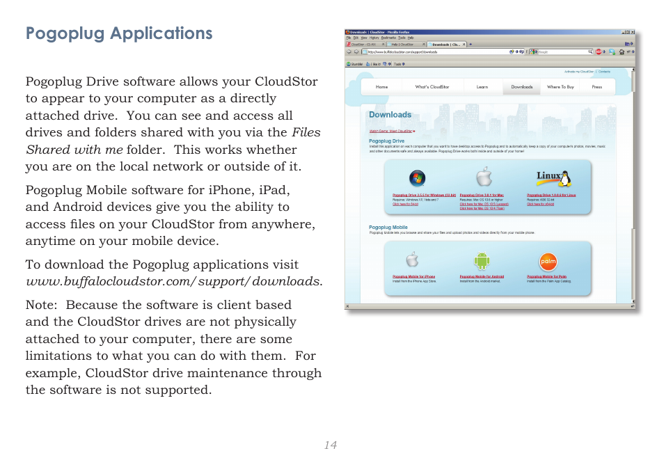 Pogoplug applications | CloudStor CLOUDSTOR CS-WV/1D User Manual | Page 14 / 52