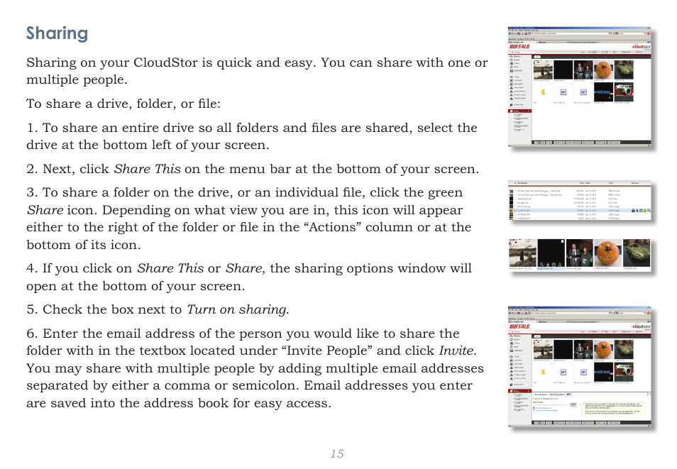 Sharing | CloudStor CLOUDSTOR CS-WV/1D User Manual | Page 15 / 52