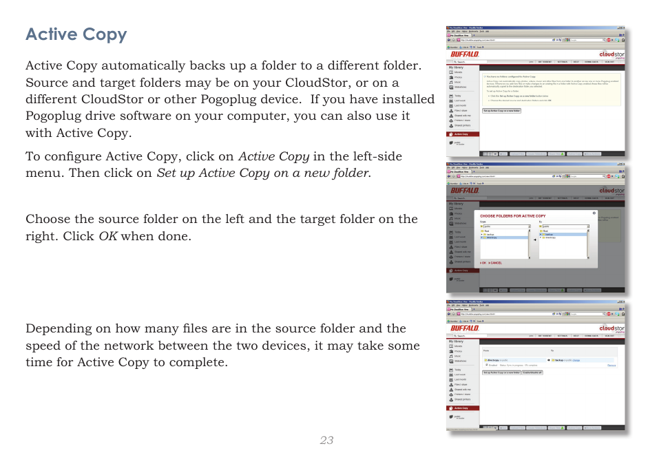 Active copy | CloudStor CLOUDSTOR CS-WV/1D User Manual | Page 23 / 52