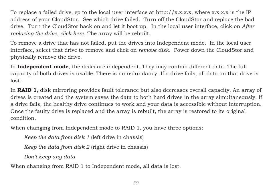 CloudStor CLOUDSTOR CS-WV/1D User Manual | Page 39 / 52