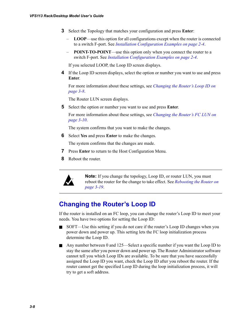 Changing the router’s loop id, Changing the router’s loop id -8 | Chaparral VFS113 User Manual | Page 36 / 96