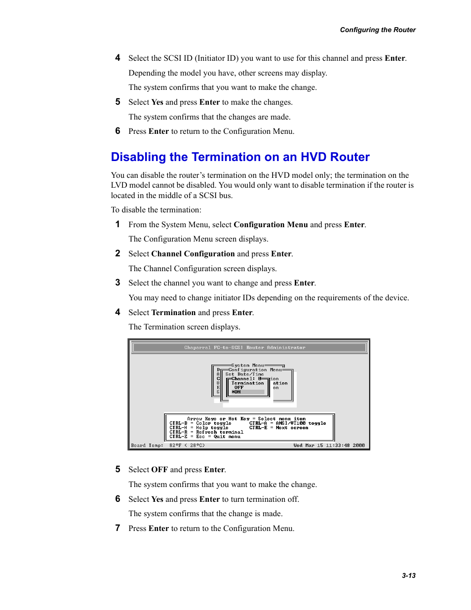 Disabling the termination on an hvd router, Disabling the termination on an hvd router -13 | Chaparral VFS113 User Manual | Page 41 / 96