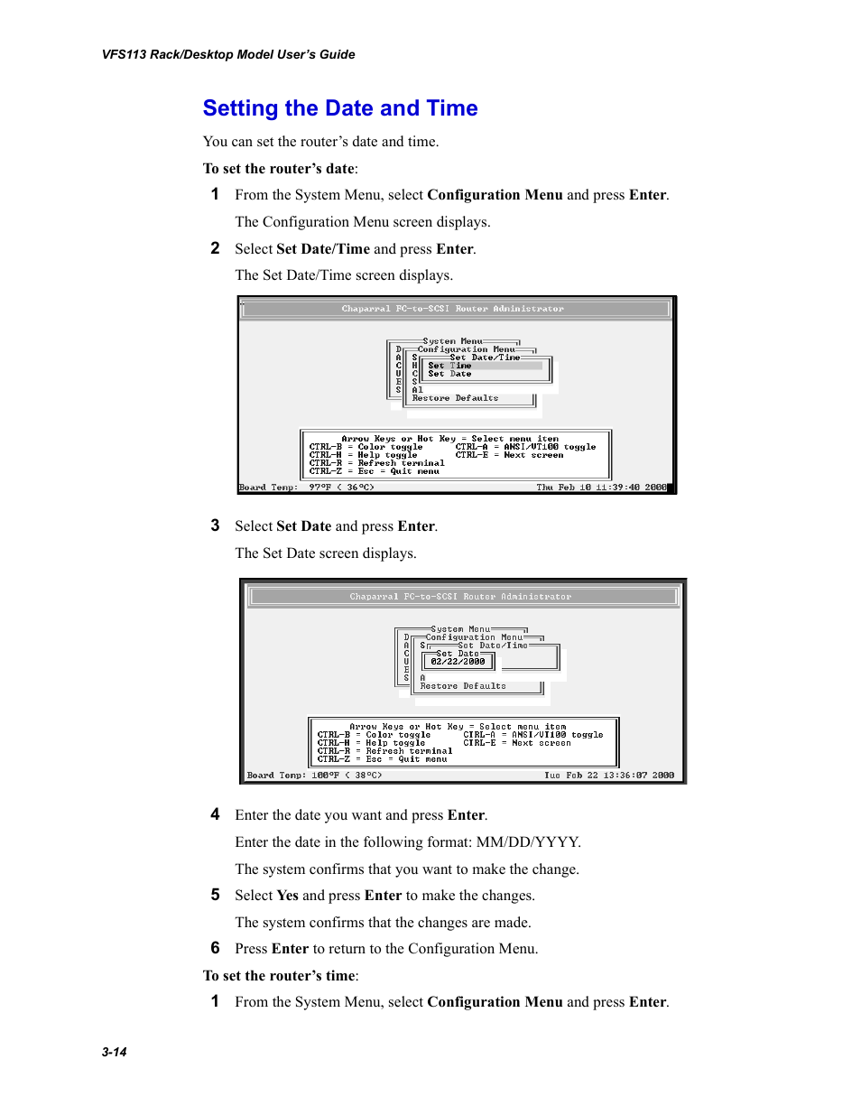 Setting the date and time, Setting the date and time -14 | Chaparral VFS113 User Manual | Page 42 / 96