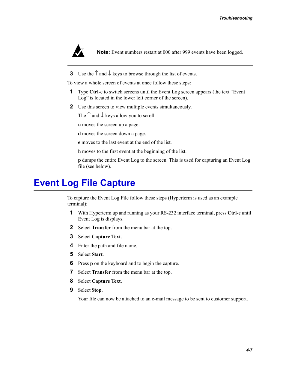 Event log file capture, Event log file capture -7 | Chaparral VFS113 User Manual | Page 69 / 96