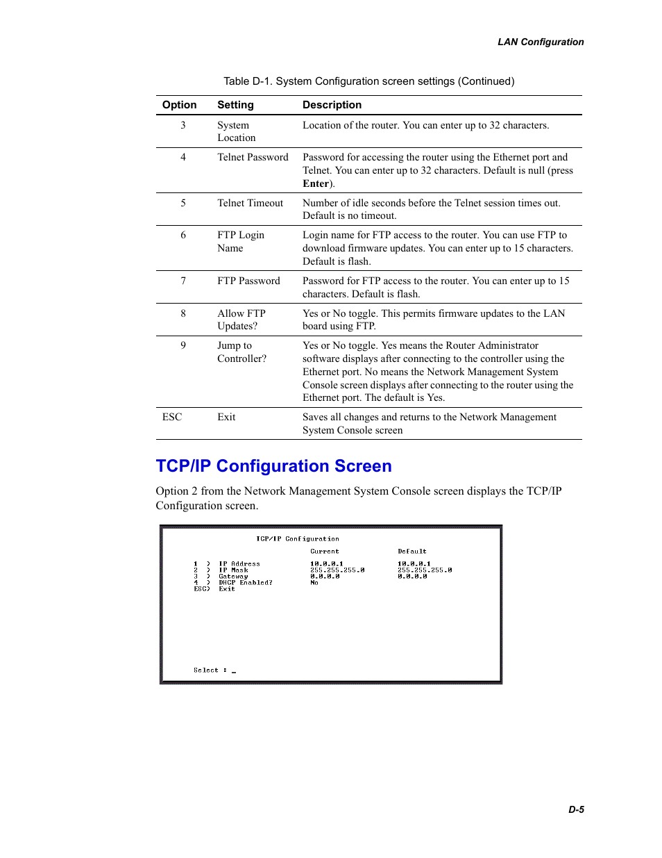 Tcp/ip configuration screen, Tcp/ip configuration | Chaparral VFS113 User Manual | Page 79 / 96