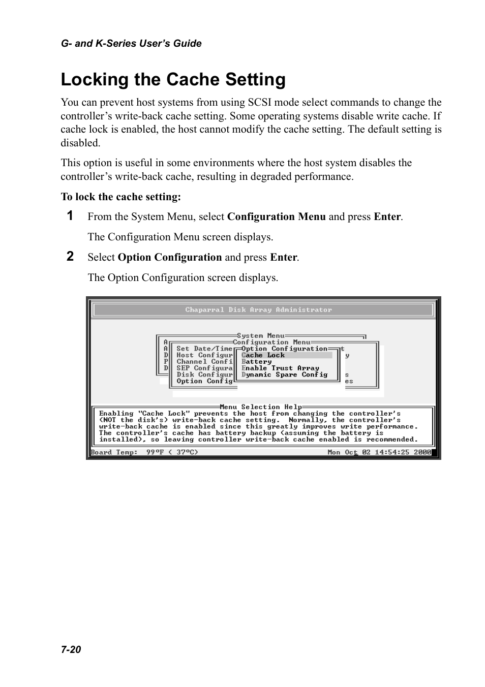Locking the cache setting, Locking the cache setting 7-20 | Chaparral K5312/K7313 User Manual | Page 100 / 160