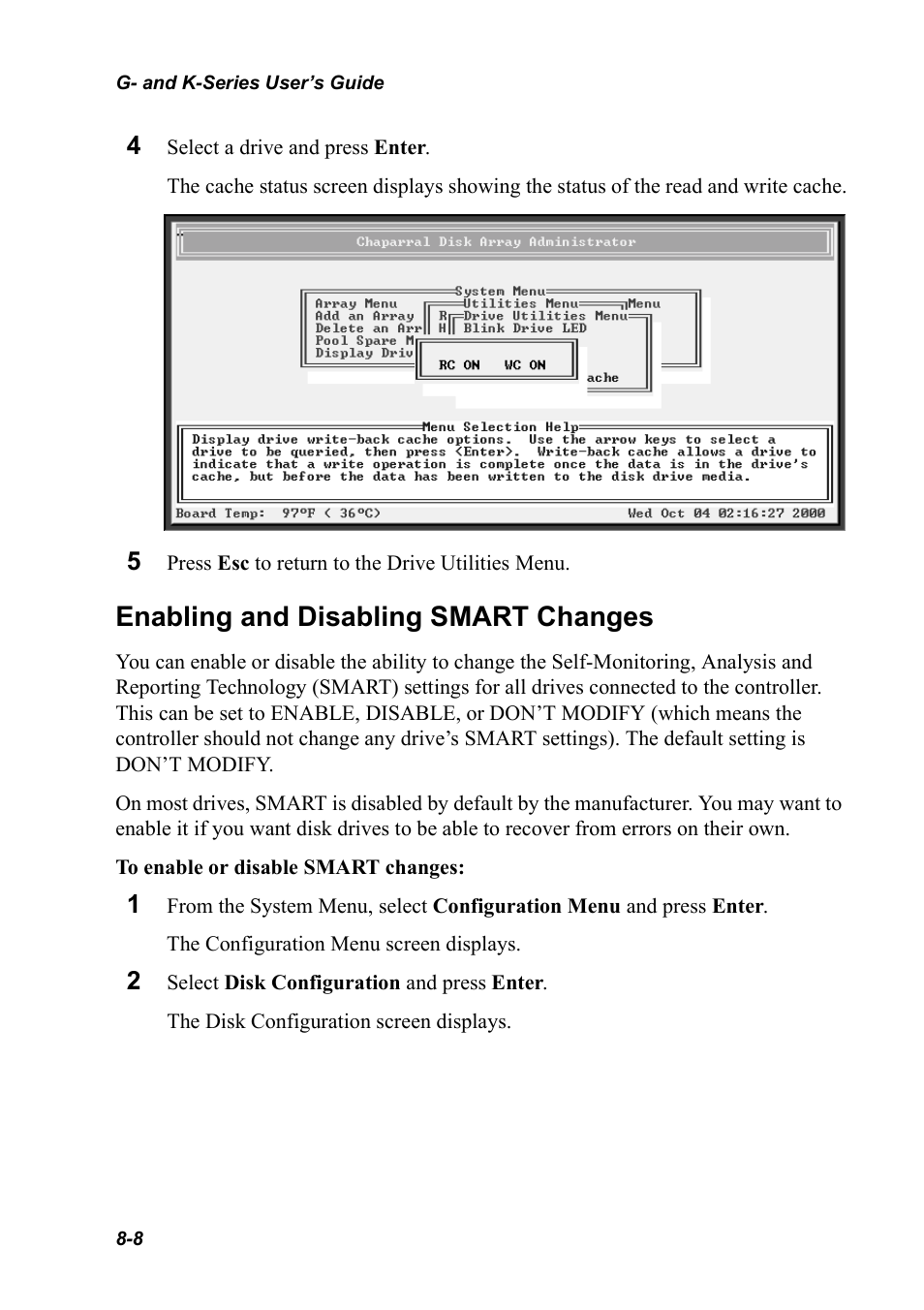 Enabling and disabling smart changes, Enabling and disabling smart changes 8-8 | Chaparral K5312/K7313 User Manual | Page 116 / 160