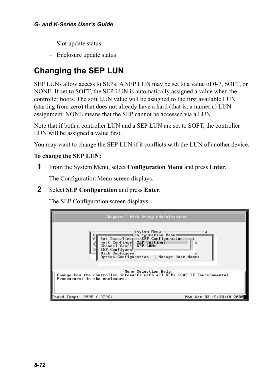 Changing the sep lun, Changing the sep lun 8-12 | Chaparral K5312/K7313 User Manual | Page 120 / 160