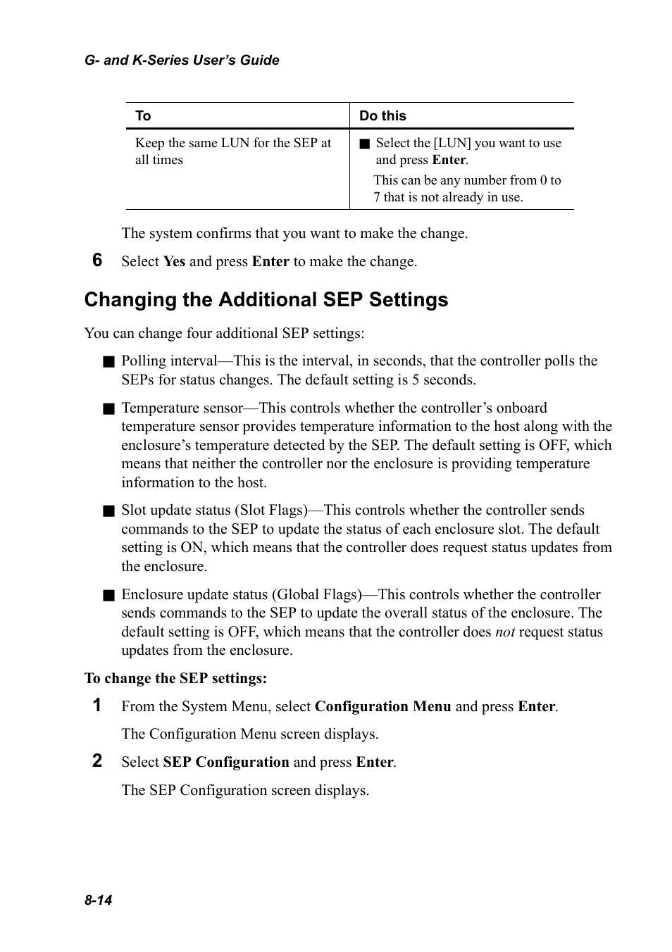 Changing the additional sep settings, Changing the additional sep settings 8-14 | Chaparral K5312/K7313 User Manual | Page 122 / 160