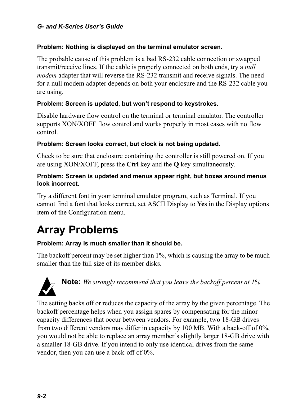 Array problems, Array problems 9-2 | Chaparral K5312/K7313 User Manual | Page 126 / 160