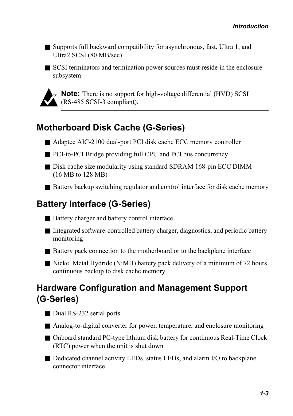 Motherboard disk cache (g-series), Battery interface (g-series), G-series) 1-3 | Chaparral K5312/K7313 User Manual | Page 13 / 160