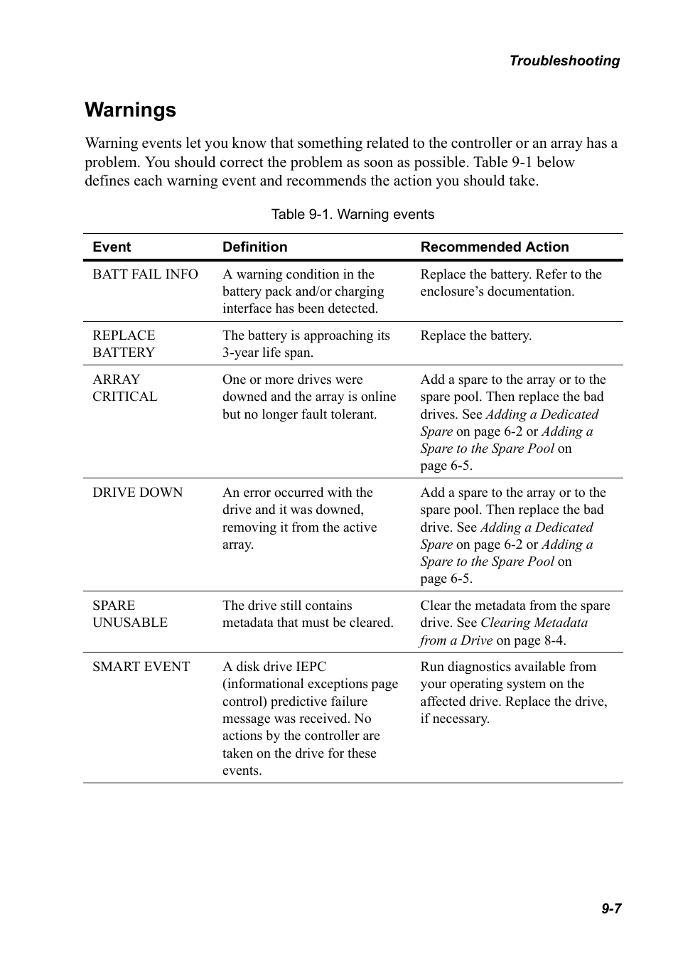 Warnings, Warnings 9-7 | Chaparral K5312/K7313 User Manual | Page 131 / 160