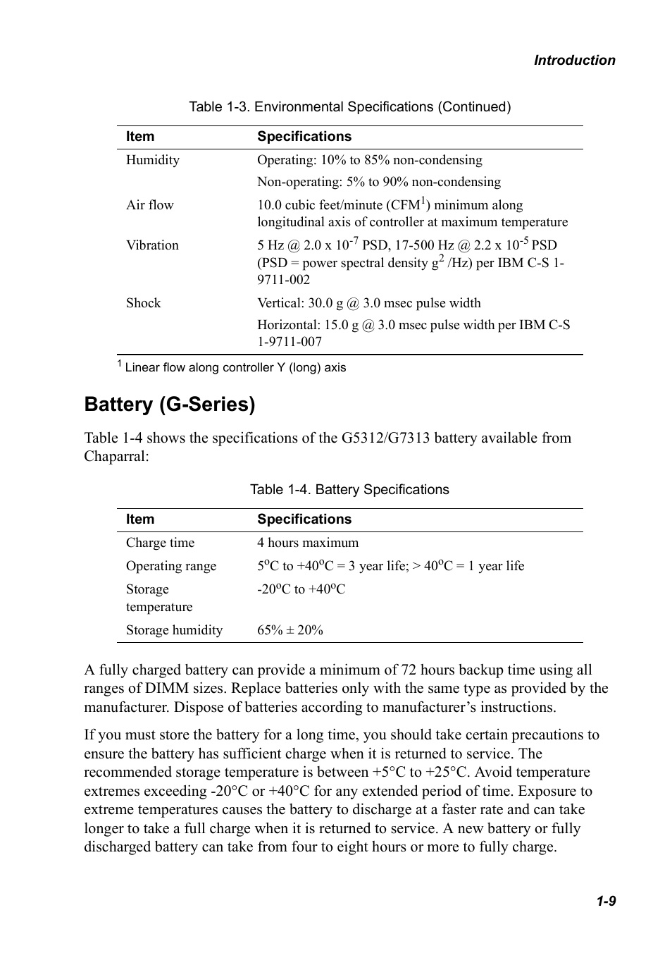 Battery (g-series), Battery (g-series) 1-9 | Chaparral K5312/K7313 User Manual | Page 19 / 160