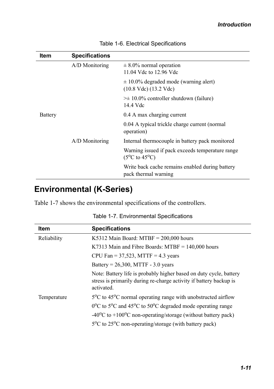 Environmental (k-series), Environmental (k-series) 1-11 | Chaparral K5312/K7313 User Manual | Page 21 / 160