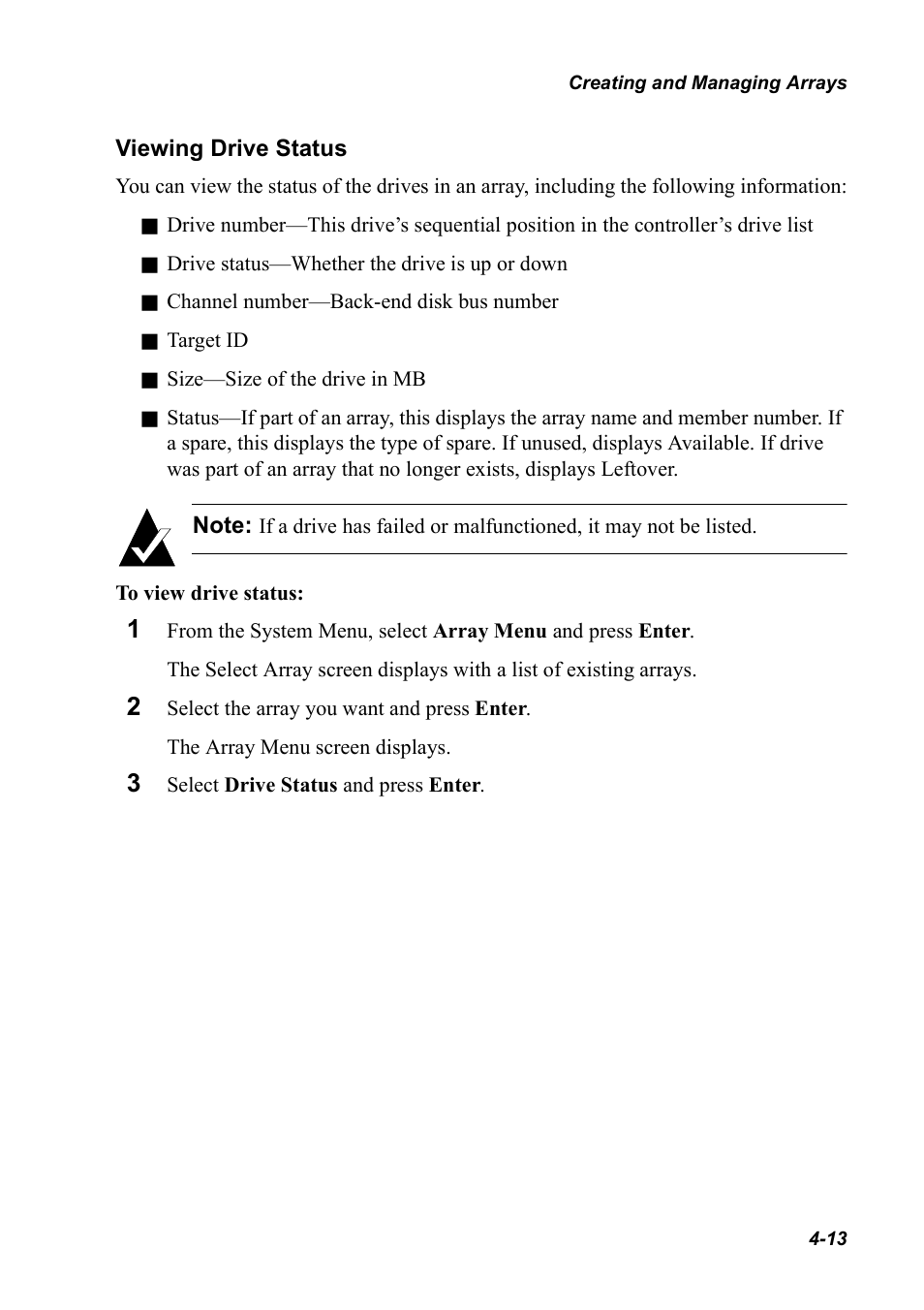 Viewing drive status | Chaparral K5312/K7313 User Manual | Page 47 / 160