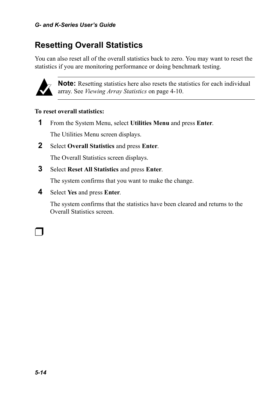 Resetting overall statistics, Resetting overall statistics 5-14 | Chaparral K5312/K7313 User Manual | Page 72 / 160