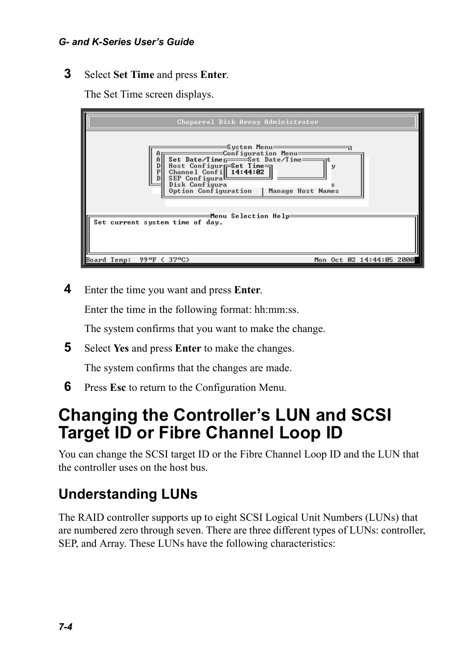 Understanding luns, Id 7-4, Understanding luns 7-4 | Chaparral K5312/K7313 User Manual | Page 84 / 160