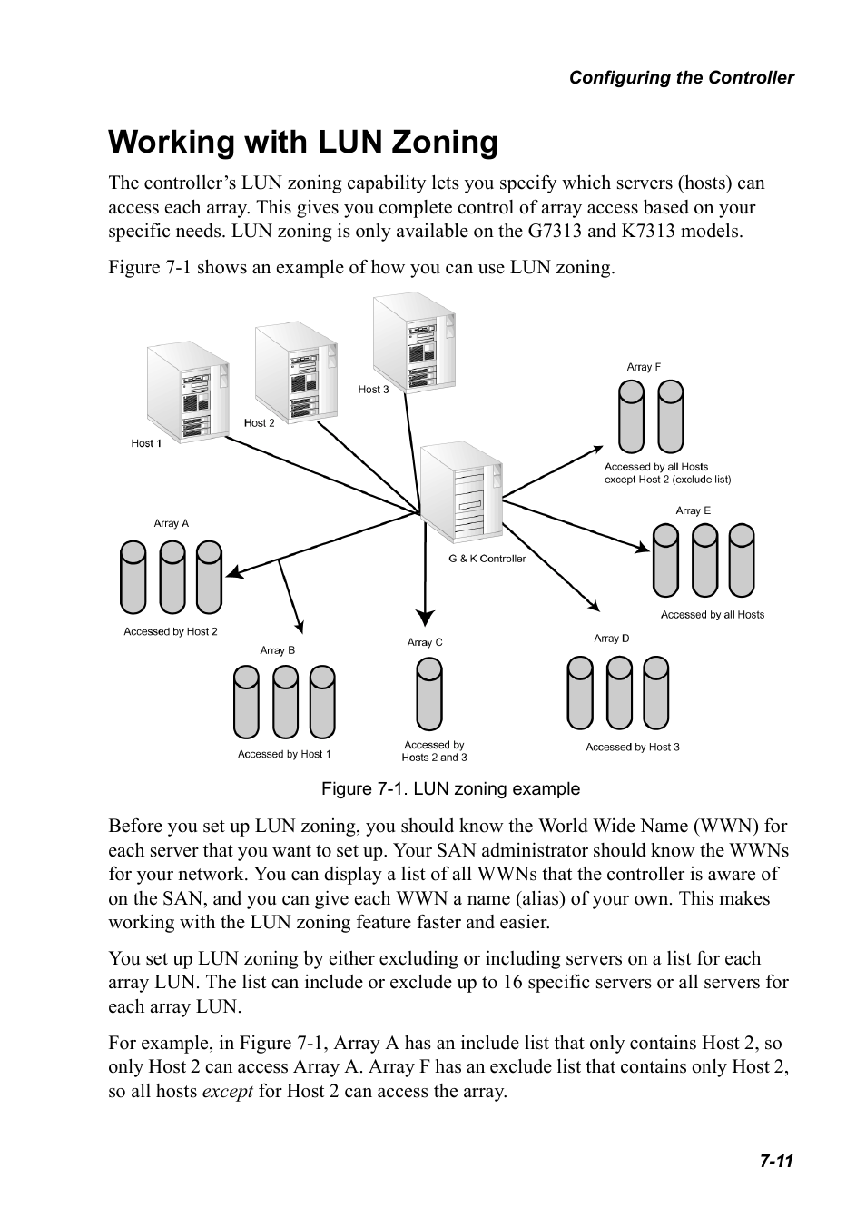 Working with lun zoning, Working with lun zoning 7-11 | Chaparral K5312/K7313 User Manual | Page 91 / 160