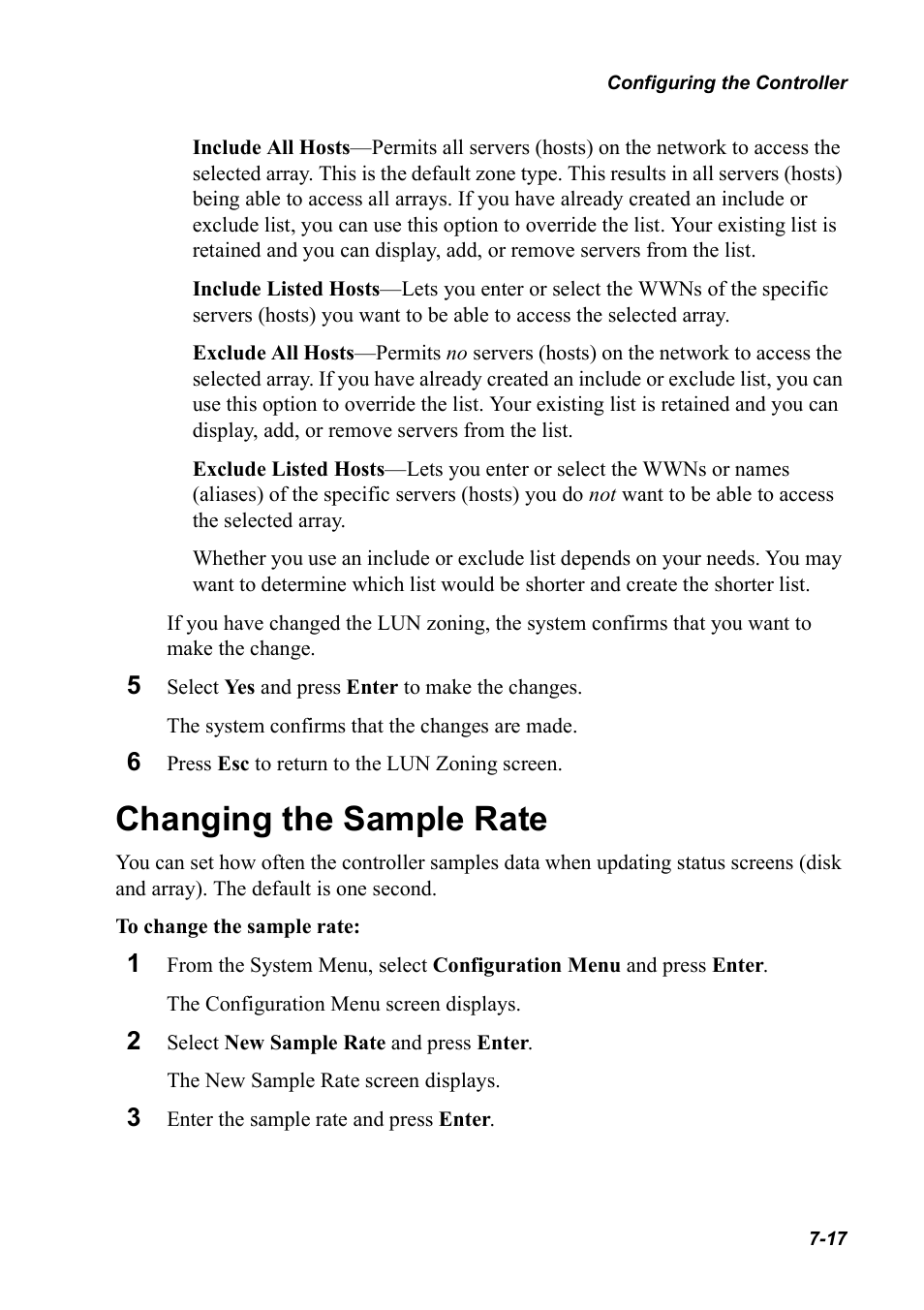 Changing the sample rate, Changing the sample rate 7-17 | Chaparral K5312/K7313 User Manual | Page 97 / 160