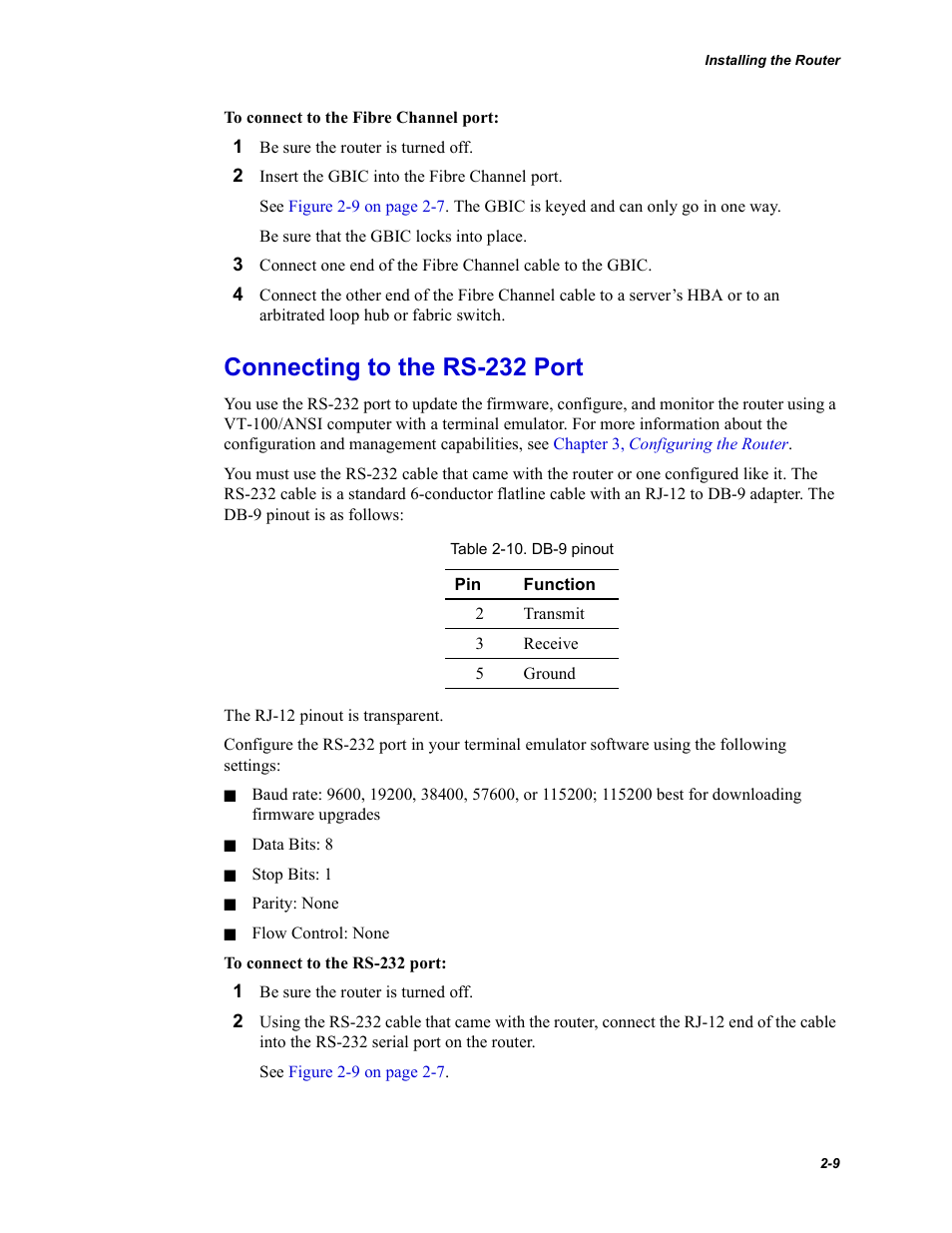 Connecting to the rs-232 port | Chaparral Fibre Channel -to-SCSI Router Chaparral FS 1310 User Manual | Page 25 / 96